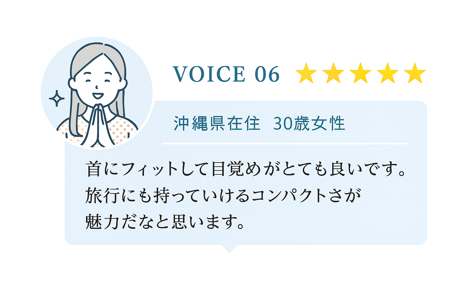 VOICE 06 評価5 沖縄県在住　30歳女性 首にフィットして良い。
